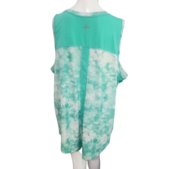 Tek Gear DryTek Workout Tank Plus Sz 2XL Blue Green Tie Dye Sports Shirt - Picture 4 of 7